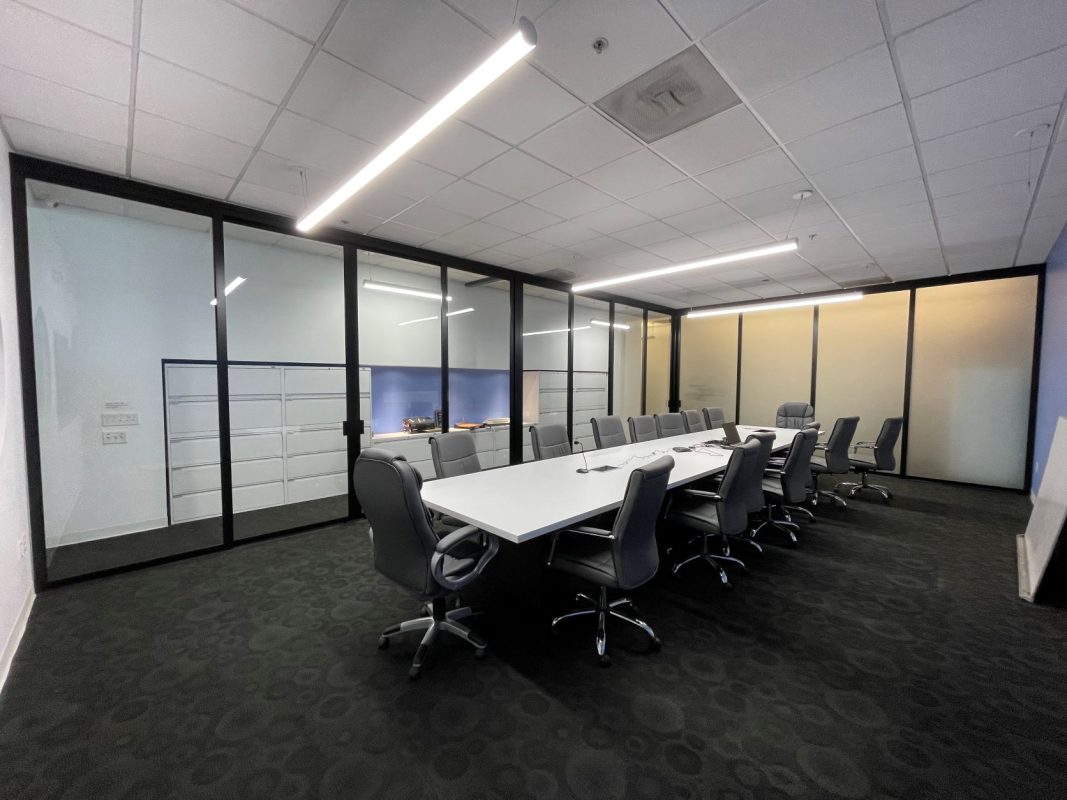 Glass conference room partition by KNR