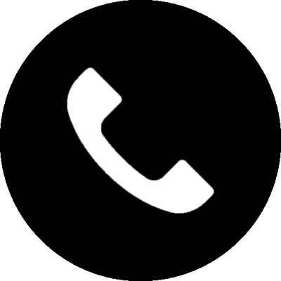 White telephone receiver icon on a glass door background.