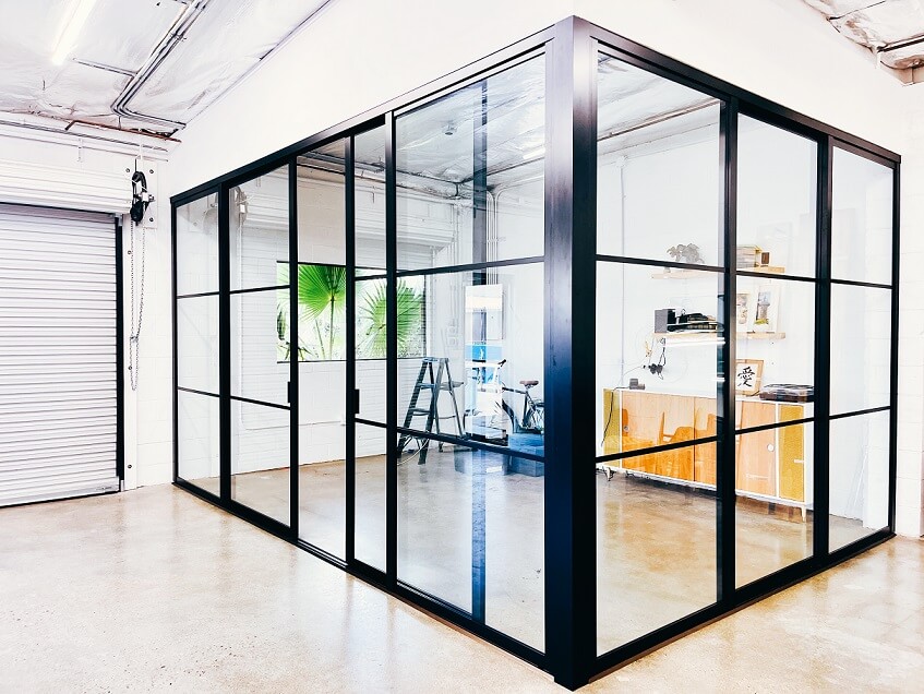 Office partitions in a brightly lit room