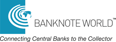 Logo of Banknote World with a globe symbol and tagline "Connecting Central Banks to the Collector.