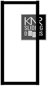 Black-framed KNR sliding door with a logo sign displayed.